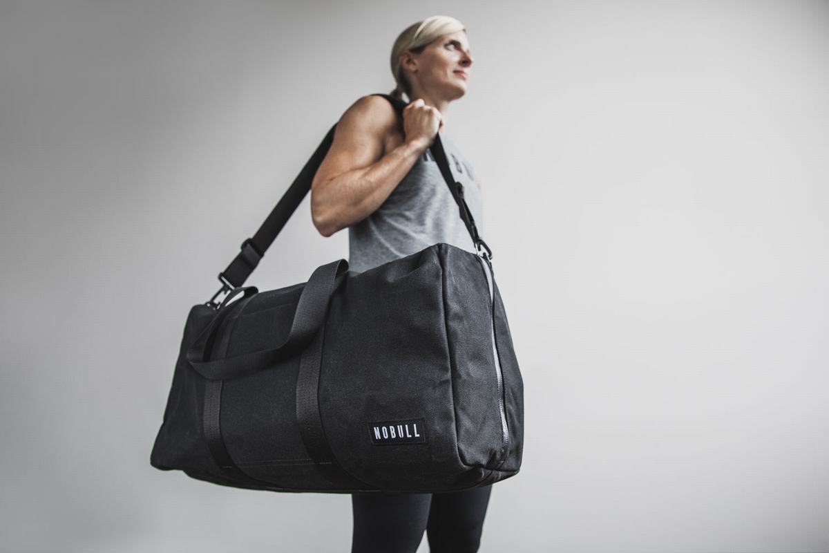 Nobull Waxed Canvas Men's Duffle Black | Australia (LY9846)